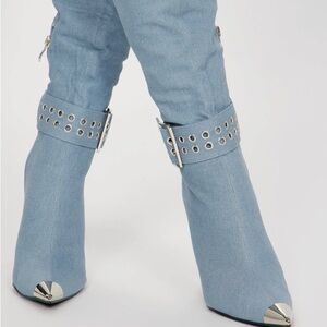 Buckle Knee Hight Boots, 4.5 Inch Metal Stiletto Heel
Imported Size 9